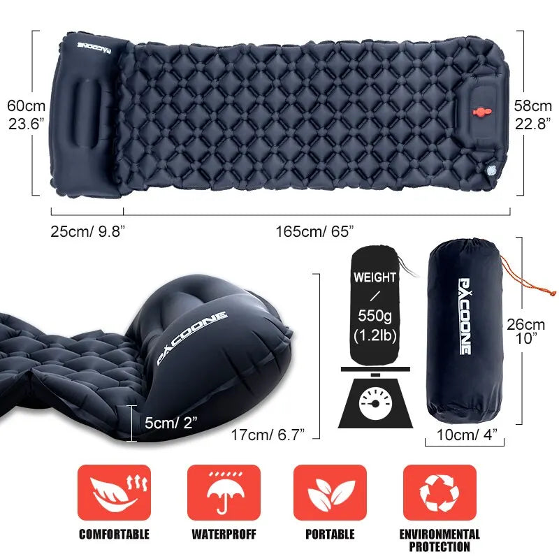 Ultraleichte Outdoor Camping Luftmatratze mit integrierter Luftpumpe und Kissen