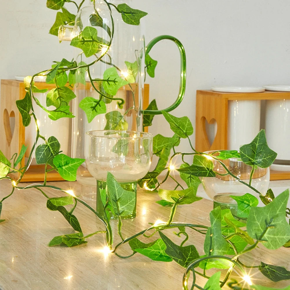 LED Efeu-Girlande – Künstliche Blätter aus Seide, Für Zuhause, Hochzeit, Schlafzimmer & festliche Anlässe