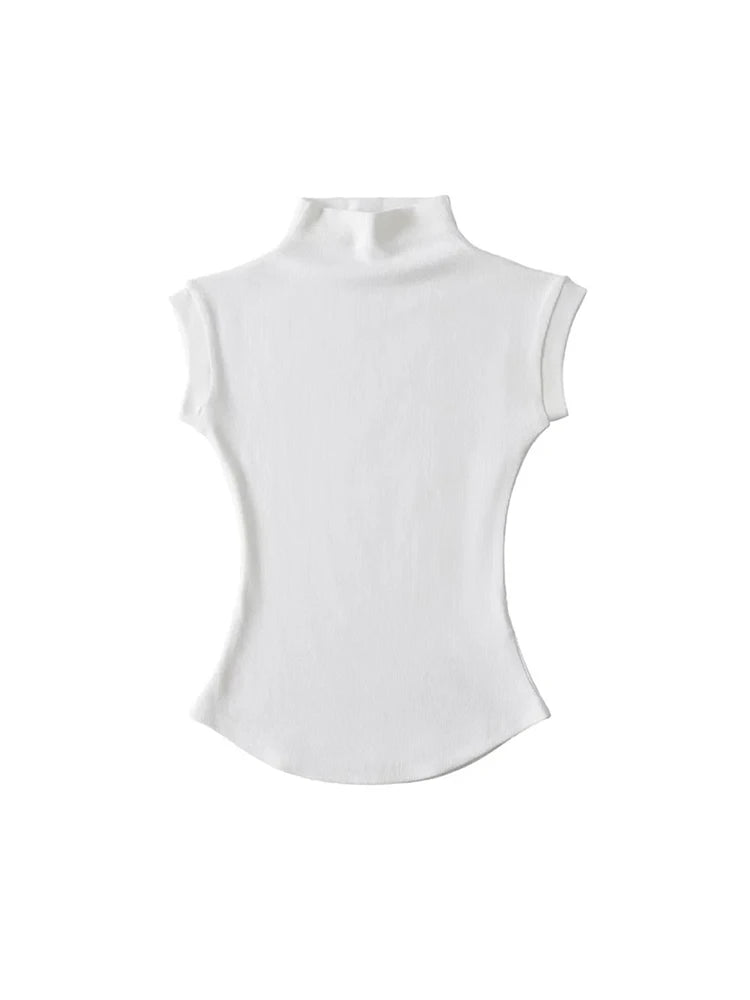 Stylische Sommer-Turtleneck Tops für Frauen – Ärmeloses Slim Fit T-Shirt, vielseitige Basic Tees für Casual Outfits und Streetwear