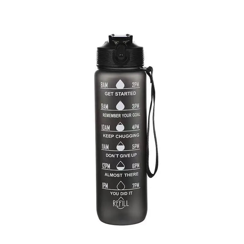 Motivierende Wasserflasche 900/1000ml – Auslaufsichere Trinkflasche für Sport, Gym, Outdoor & Reisen