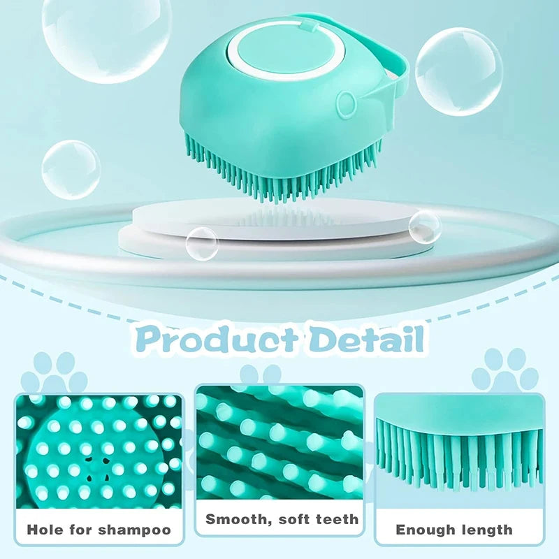 Sanftes Shampoo-Bürsten Set für Haustiere: Silikon-Massageborsten mit praktischem Stauraum – Beidseitiges Grooming-Werkzeug für Hunde und Katzen zur effektiven Reinigung
