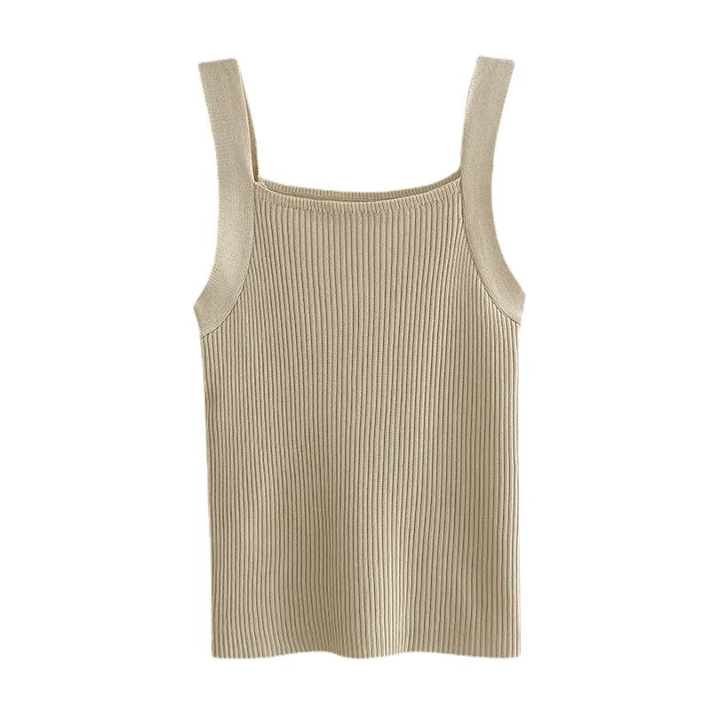 Niedliche Damen Casual Crop Tops – Strapy Einfarbige Camisoles und Tank Tops im Koreanischen Stil