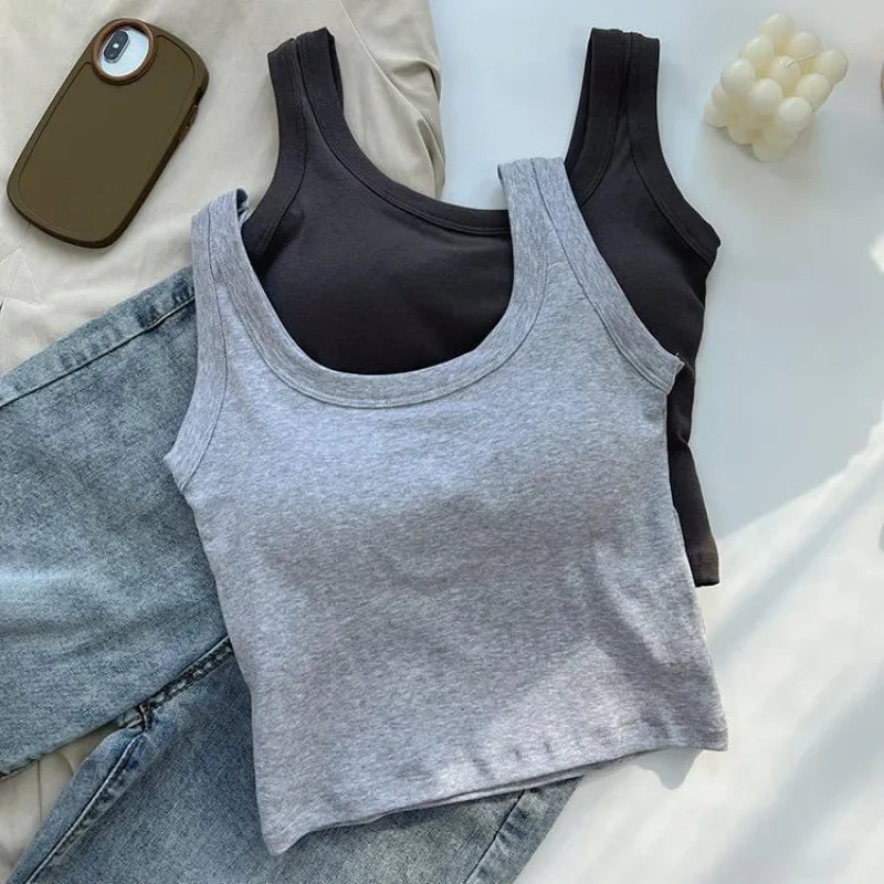 Komfortabler Frauen Yoga-BH ohne Bügel – Baumwoll-Einzelstück mit breiten Schulterträgern und Chest Pad, Ideal für Sport und Alltag
