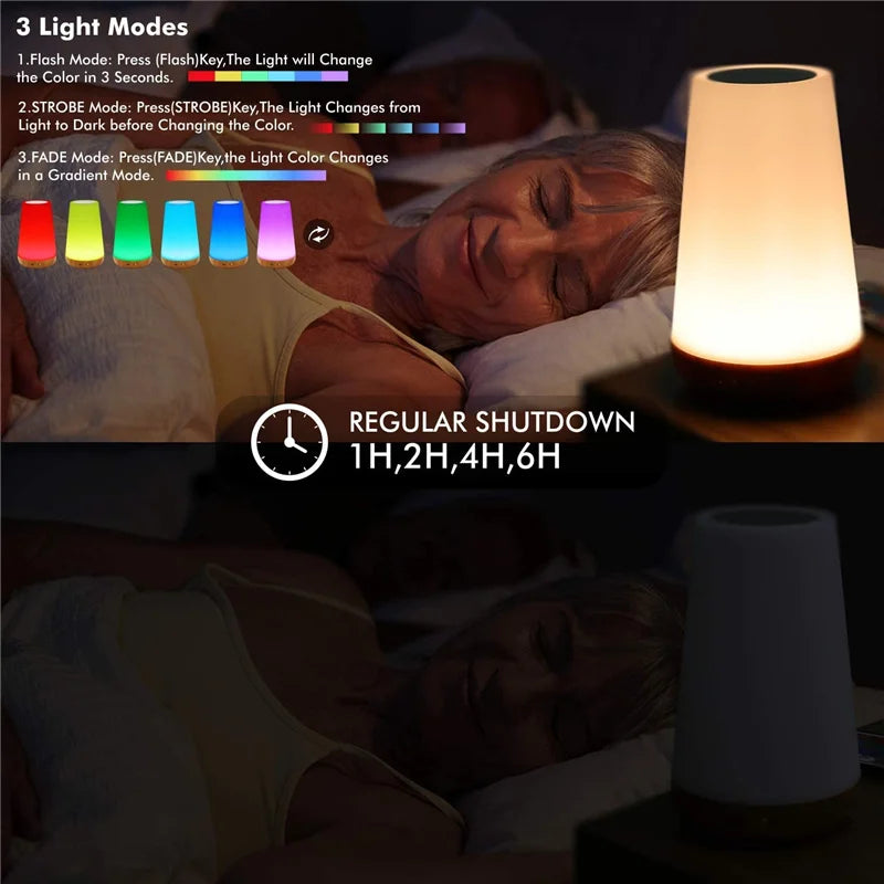 13-Farben RGB Nachtlicht mit Fernbedienung – Touch-dimmbare Tisch- und Nachttischlampe, tragbare USB-wiederaufladbare Nachtlampe
