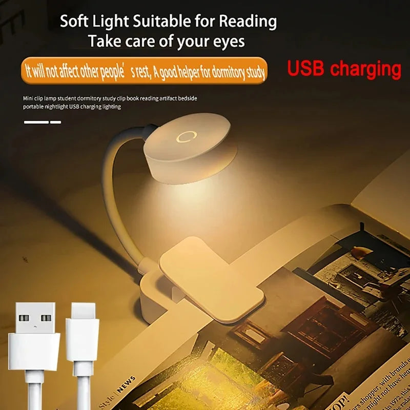 Kompakte LED Leseleuchte mit 360° Clip – Augenschutz, Tragbar für Reisen und Schlafzimmer, Ideal als Nachtlicht und Schreibtischlampe