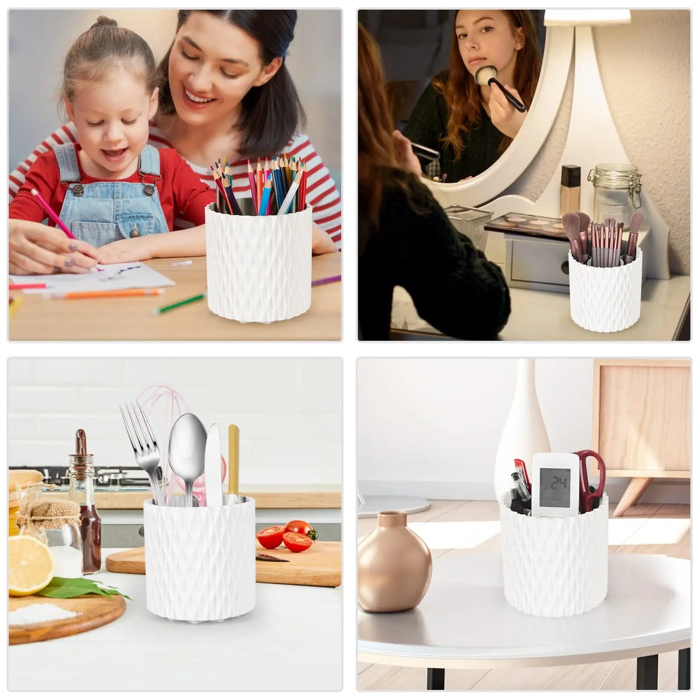 Multifunktionaler Make-up Organizer mit Rotationsfunktion - Großzügiger Platz für Pinsel, Augenbrauenstifte und Kosmetik auf dem Schreibtisch