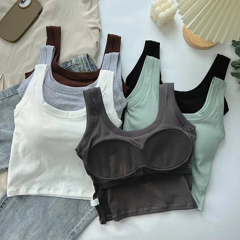 Komfortabler Frauen Yoga-BH ohne Bügel – Baumwoll-Einzelstück mit breiten Schulterträgern und Chest Pad, Ideal für Sport und Alltag