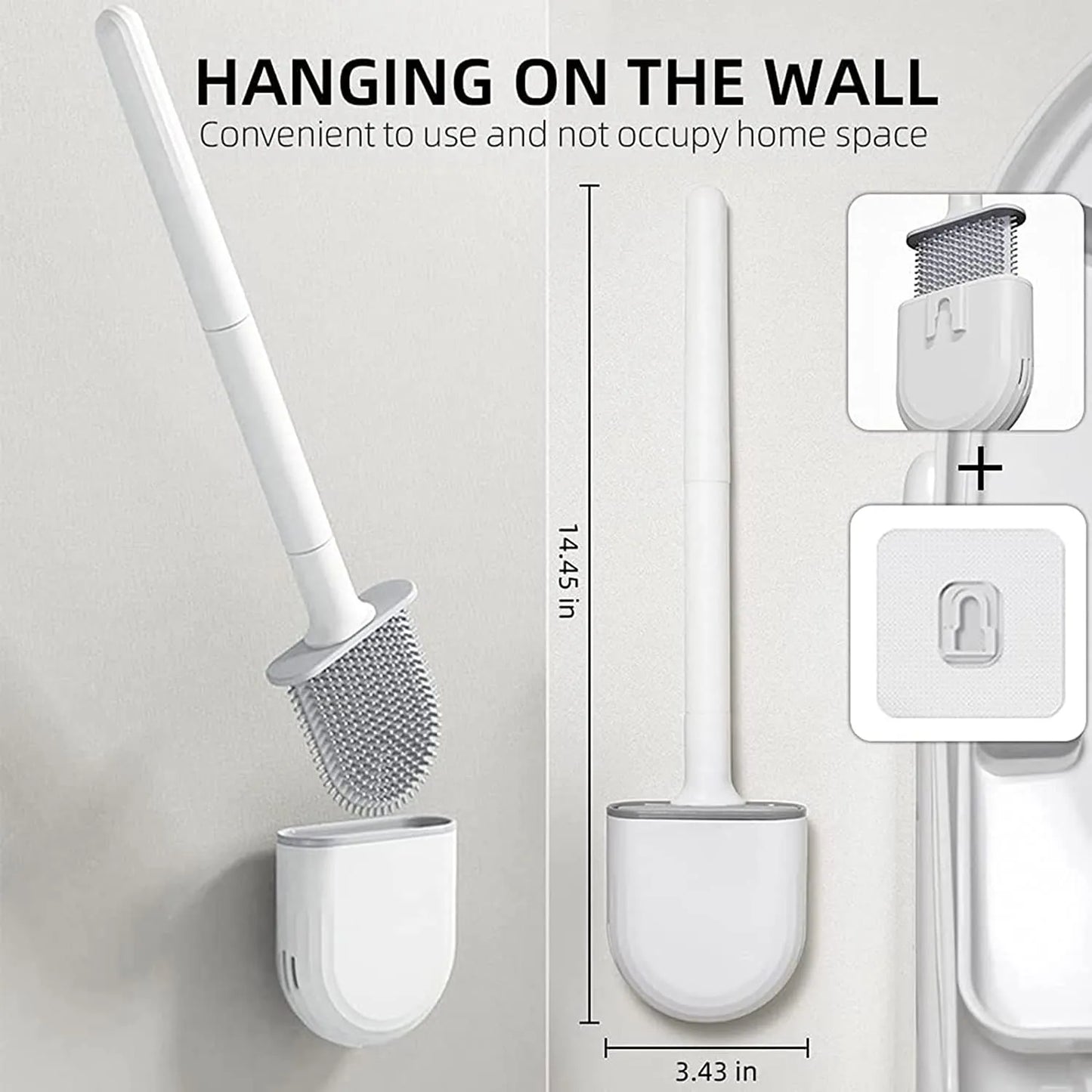 Wandmontierte WC-Bürste mit Silikon-Flachkopf – Toilettenreinigungsbürste für Badezimmer – Bürstenset zur gründlichen Reinigung