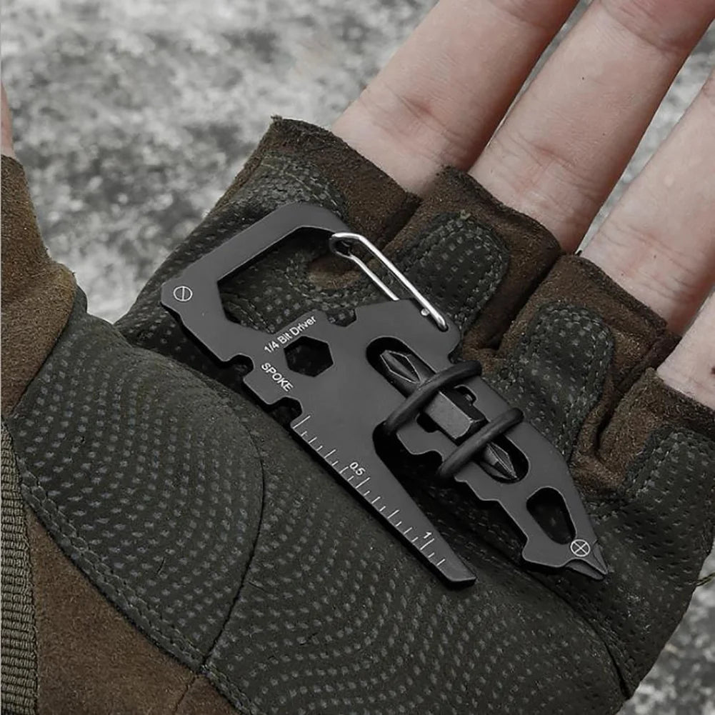 Multifunktionswerkzeug aus Edelstahl: Karabiner, Flaschenöffner, Schlüsselanhänger für Camping und Klettern