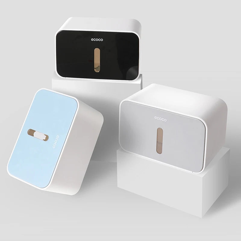 Wandmontierte Papiertuchbox - Toilettenpapierhalter Wasserdichter Tissuebox- und Rollenhalter für Badezimmer, Automatischer und moderner Toilettenpapierspender