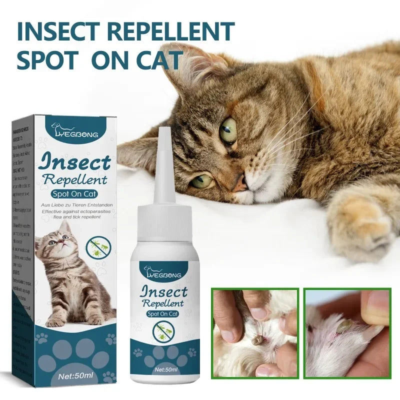 50 ml Haustier-Anti-Floh & Zecken Mittel – Für Katzen & Hunde, Extrakorporale Wurm- und Hautpflege
