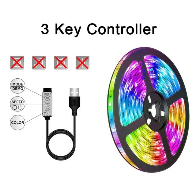 LED Lichtband USB – RGB 5050, Steuerbar per App, Flexibel & farbwechselnd, Ideal für Zimmerdeko & TV-Backlight