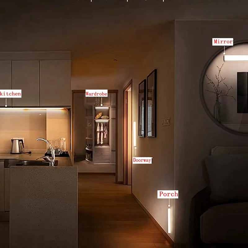 Typ-C Wiederaufladbares LED Nachtlichtleiste - Kabellose Lampe mit Bewegungssensor für Schrank, Treppe und Küche, hochwertig hergstellt