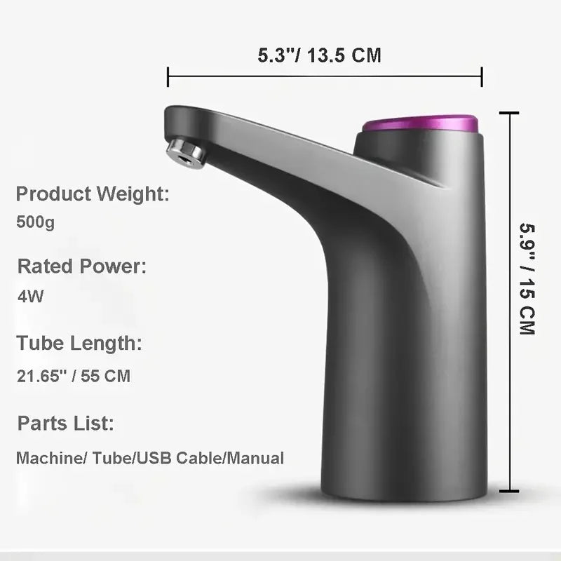 Kompakte 5-Gallonen-Wasserpumpe mit USB-Aufladung – Automatischer Dispenser für bequemes Wasserversorgen zu Hause, im Büro und unterwegs