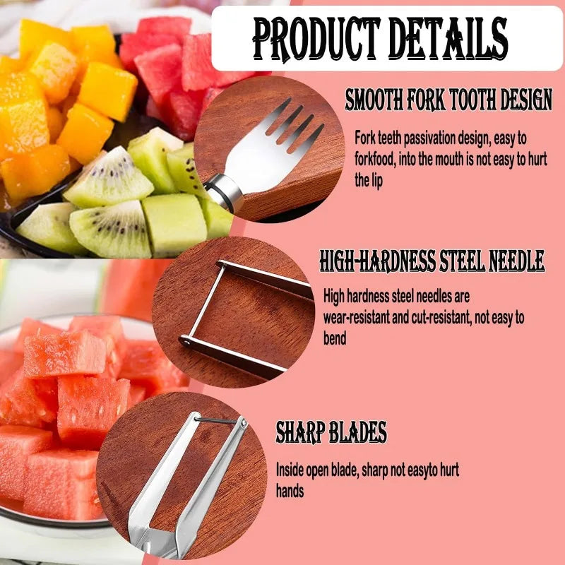 2-in-1 Wassermelonen-Gabel- und Schneider – Edelstahl-Windmühlen-Wassermelonen-Schneider für Salate und Früchte, vielseitiges Schneidwerkzeug