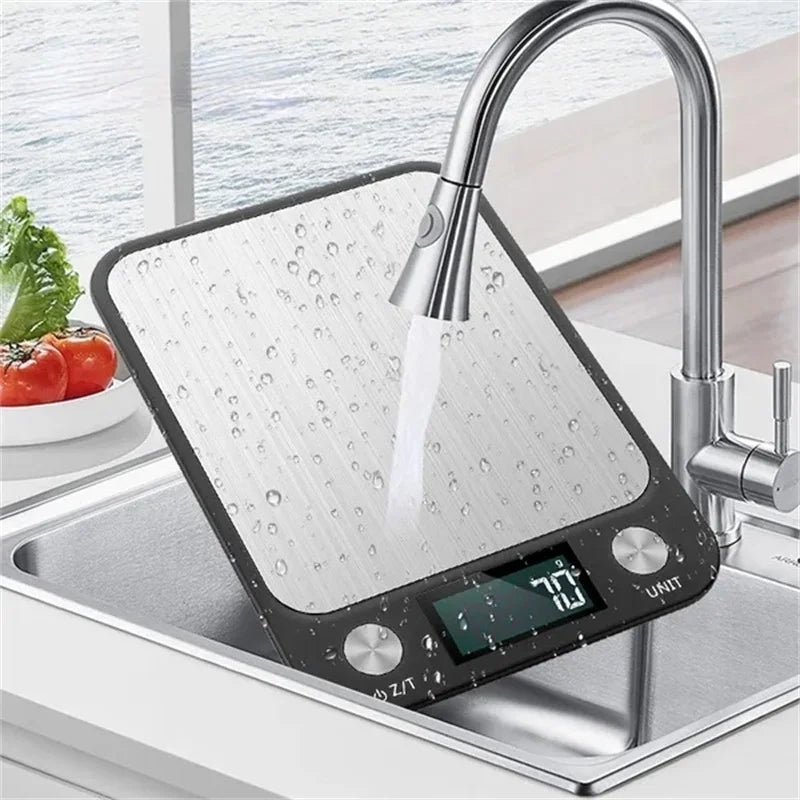 Digitale Küchenwaage: Edelstahl-Design, 5/10/15 kg, für Lebensmittel, Kaffee, Kochen und Backen