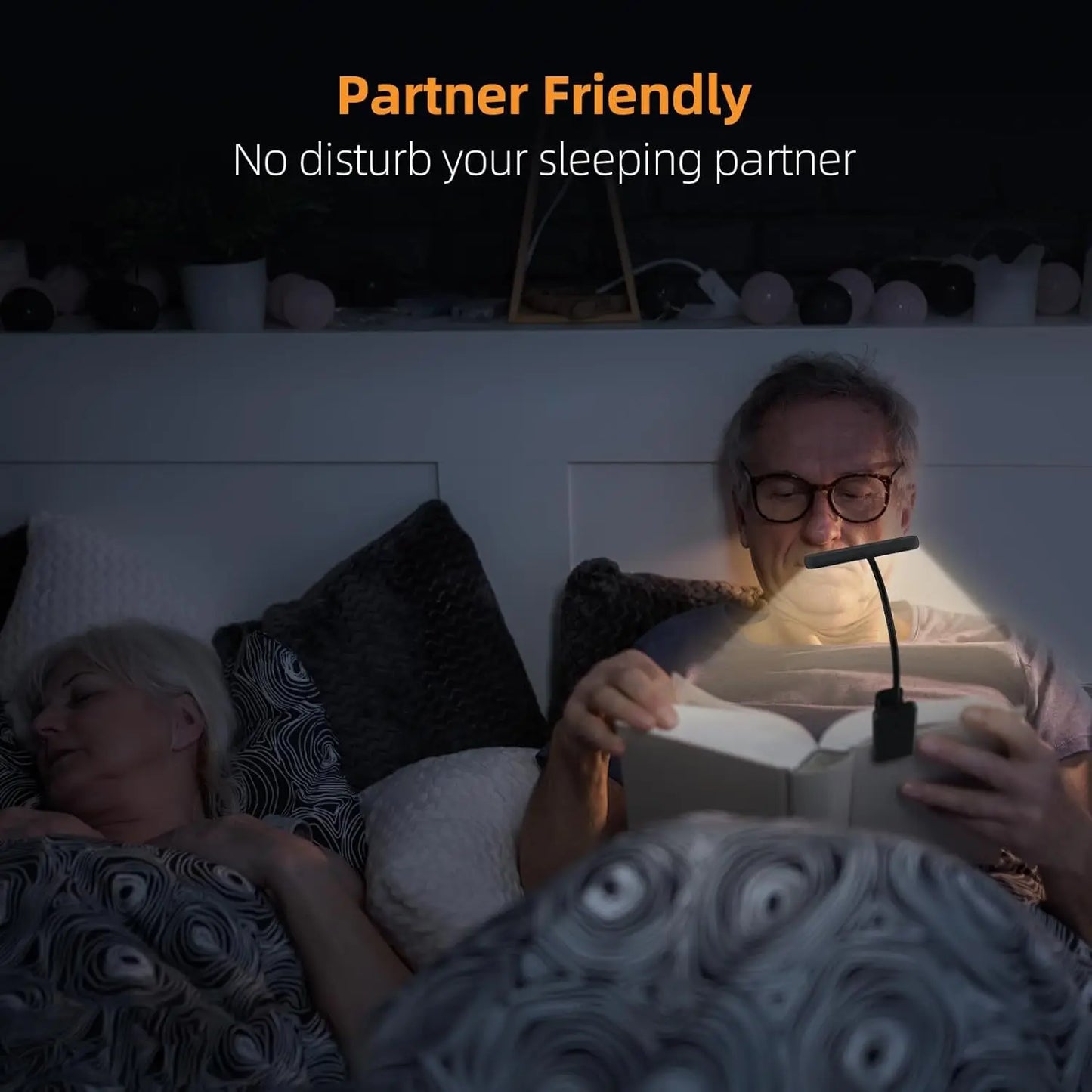 Gritin LED Leselampe 14 LEDs – USB aufladbar, Warm-/Kaltlicht & Tageslichtmodus, Flexibel & leicht anzubringen, Perfekt für Bücher & Nachttisch
