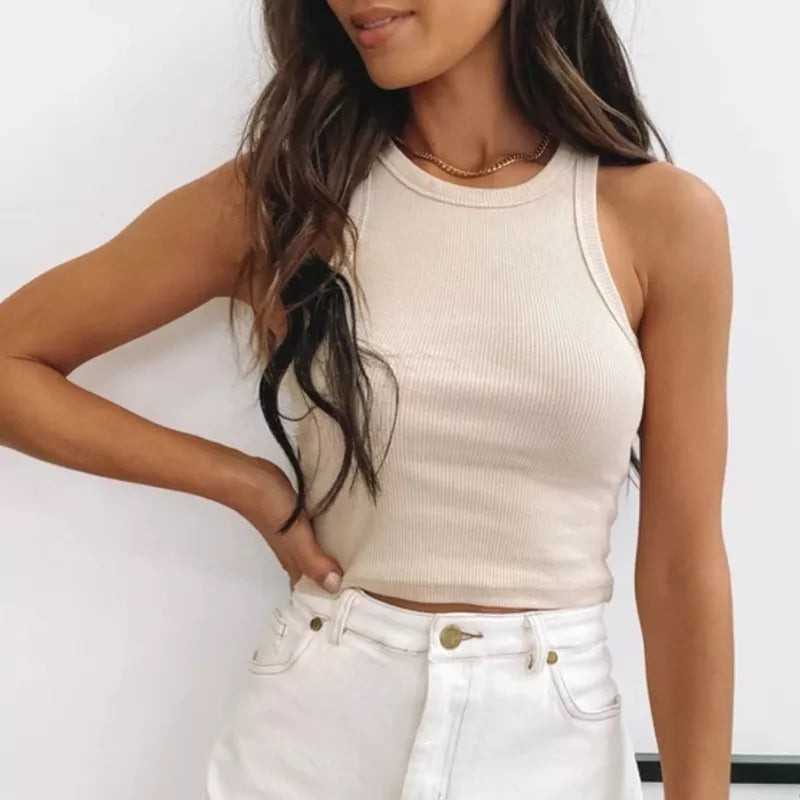 Off-Schulter Sommer Tops: Sexy Gestrickte Khaki-Weiße Ernte Weste mit Harajuku Koreanischem Touch