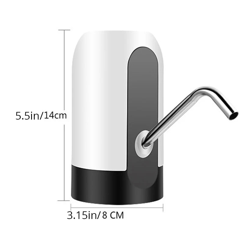 Schwarz/Weiß USB-Wasserflaschenpumpe – Automatischer Ein-Knopf-Schalter, Wiederaufladbare Pumpe für Wasserspender, Praktisch für Haushalt und Outdoor