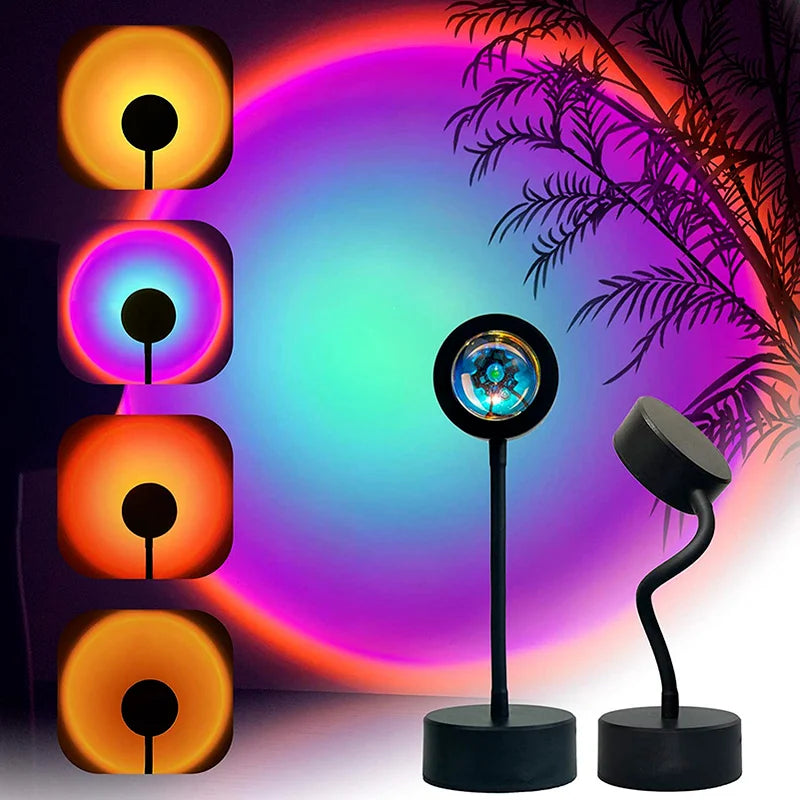 LED Projektor Sonnenuntergangslampe - Fernbedienung, Regenbogen-Atmosphäre, Nachtlicht für Zuhause und Fotohintergrund
