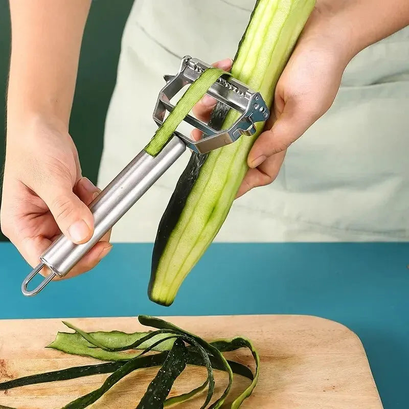 4-in-1 Gemüseschneider und Schäler – Multifunktionaler Edelstahl-Küchenhelfer mit Julienne-Schneider, Kartoffelschneider und Reibe, Ideal für Obst, Gemüse und Kartoffeln