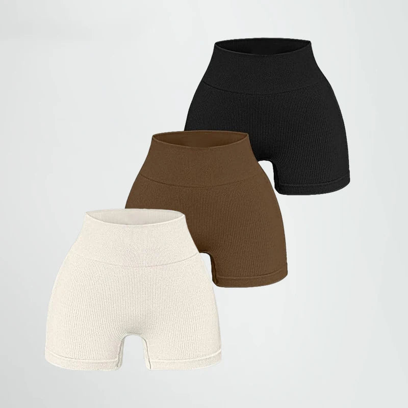 Damen Nahtlose Fitness Shorts – Sexy und figurschmeichelnd, ideal für Sommer und Sport. Mit modischem Streifenmuster