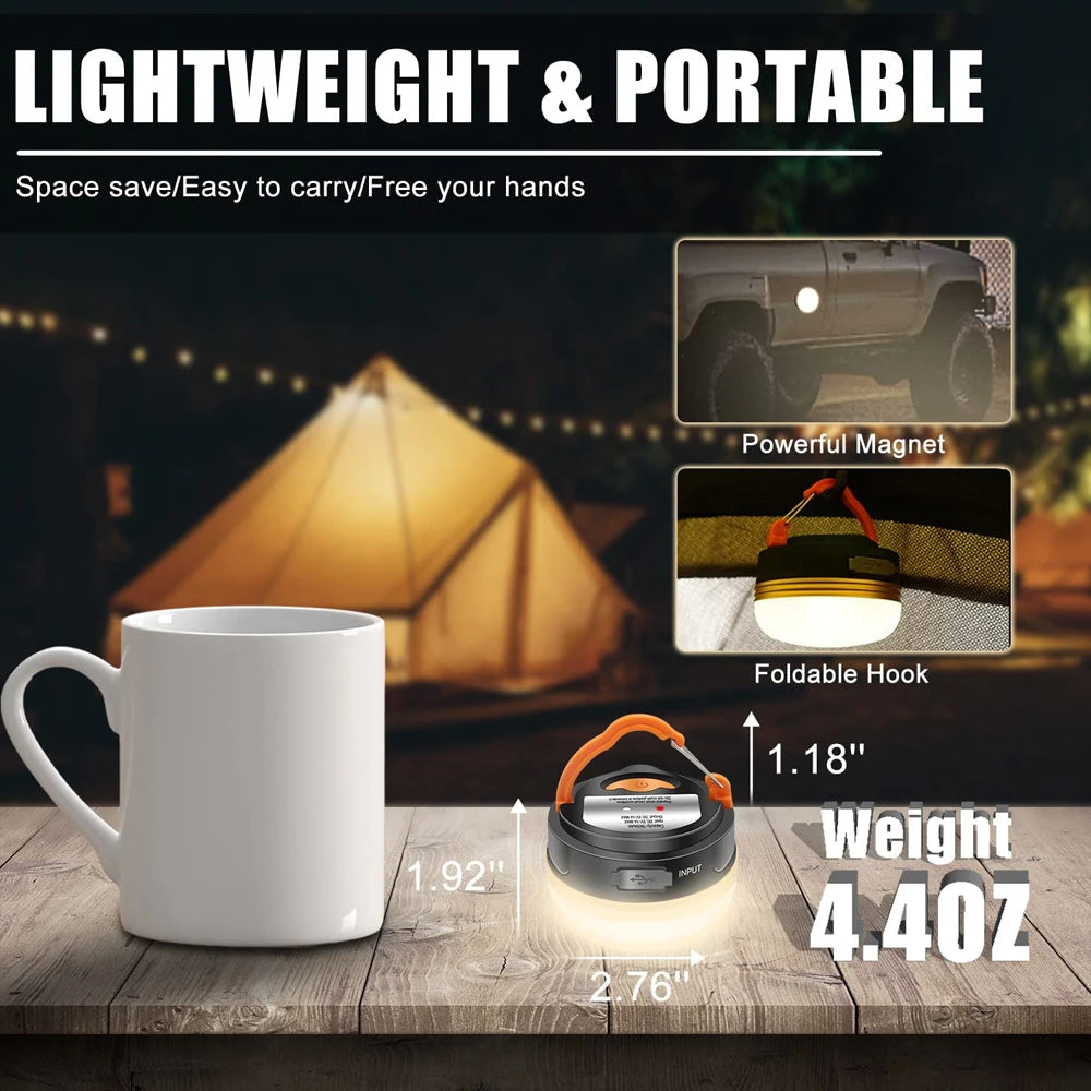 Hochleistungs-Campinglaterne mit 10W – USB-wiederaufladbare 1800mAh Outdoor-Lampe für Zelt und Wanderungen