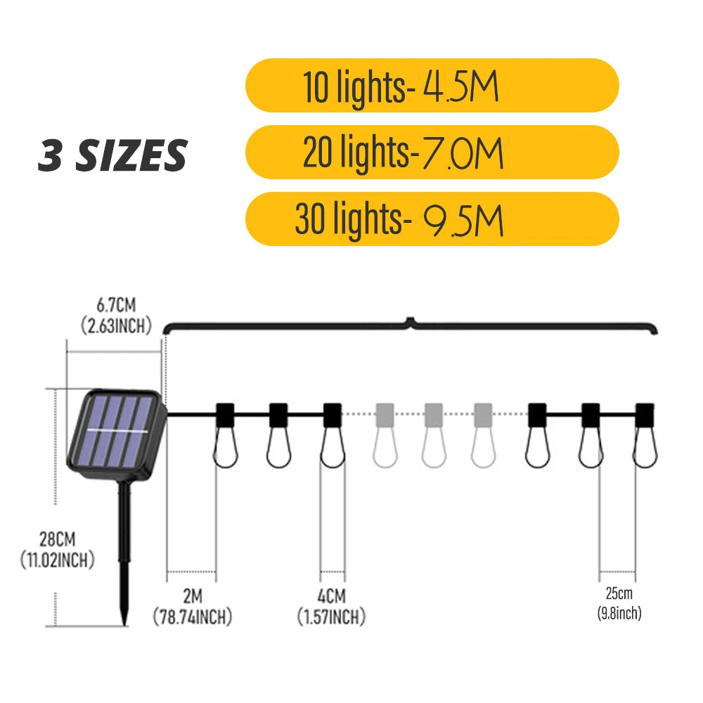 LED Solar-Lichterkette Außen – Mit Retro-Glühbirnen & IP65 Schutz, Stromlos betrieben für Garten & Balkon
