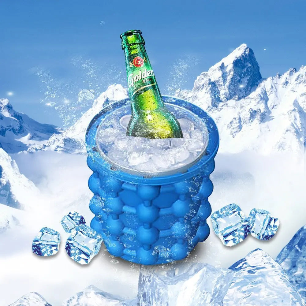 Silikon-Eiswürfelbucket mit Eiswürfelformen für runde Eiswürfel und tragbarem Eiskübel - Perfekt für die Küche und Partys, ideal für Whiskey und andere Getränke, Kühlender Ice-Bucket