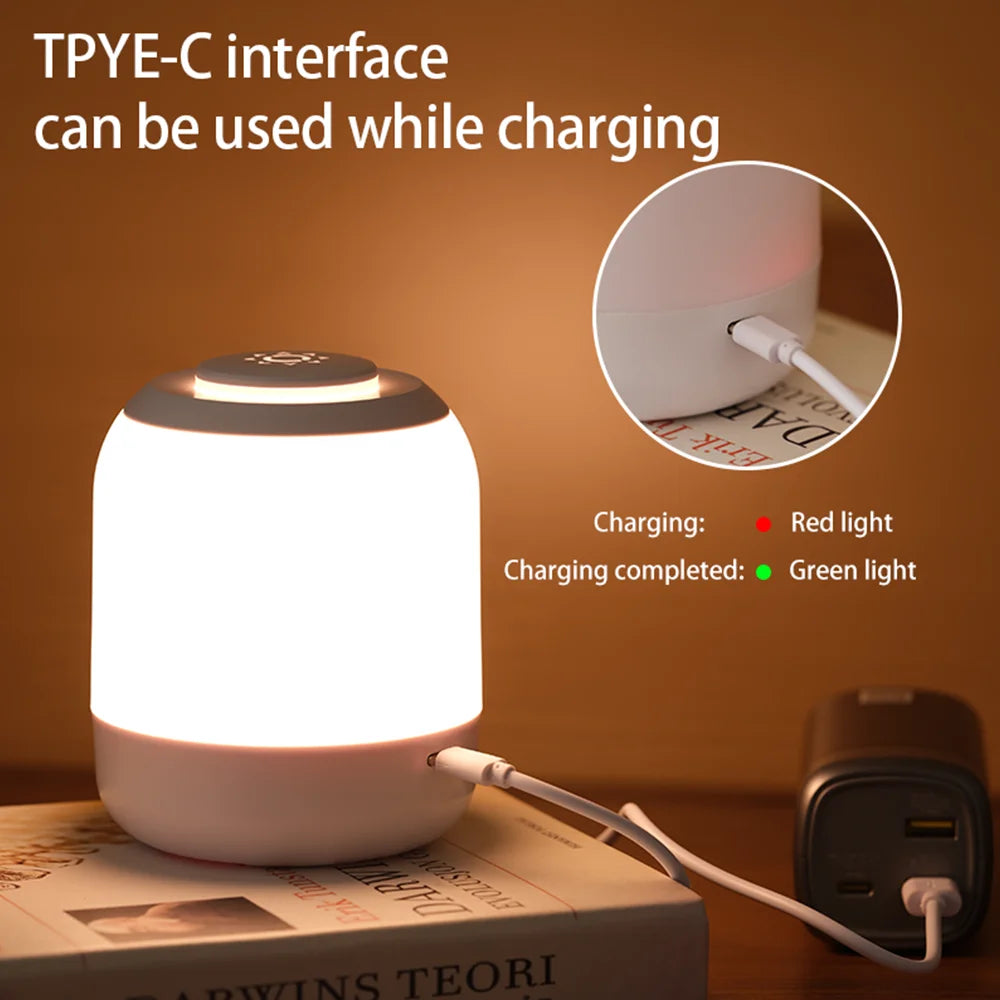 LED-Nachtlicht Touch Lampe – Tischlampe mit Berührungssensor, Nachttischlampe für das Schlafzimmer, tragbare USB-LED-Lampe, ideal als Schreibtischleuchte oder Geschenk für Kinder