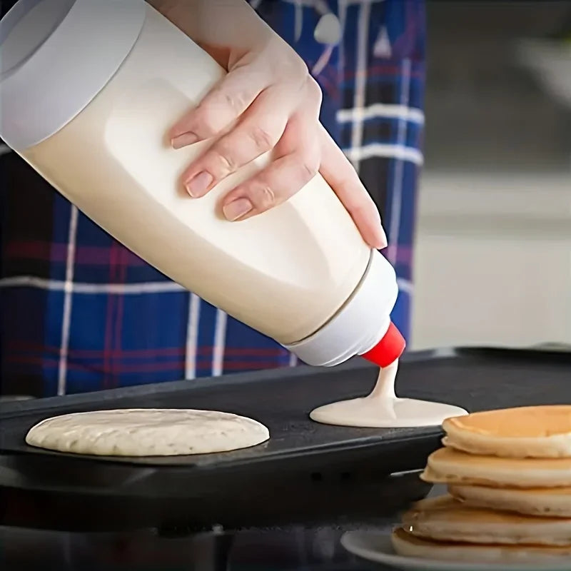 Professionelle Teigmischflasche mit Blender-Ball und Schneebesen – Ideal für die Zubereitung von Pancakes, Cupcakes, Muffins, Crêpes und andere Backwaren