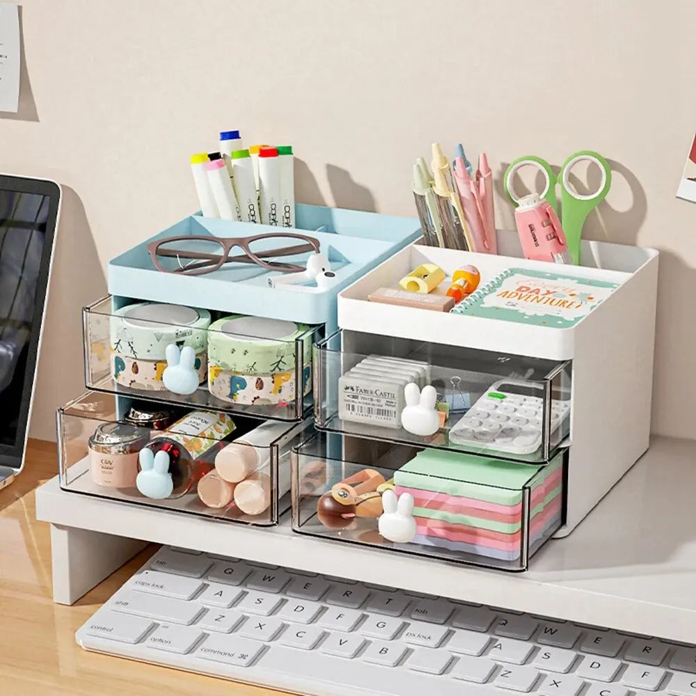 2-Schichtiger Transparenter Stifthalter – Multifunktionale Aufbewahrungsbox für Makeup, Schüler und Büros – Praktische Schreibtisch-Organizer für das Schlafzimmer