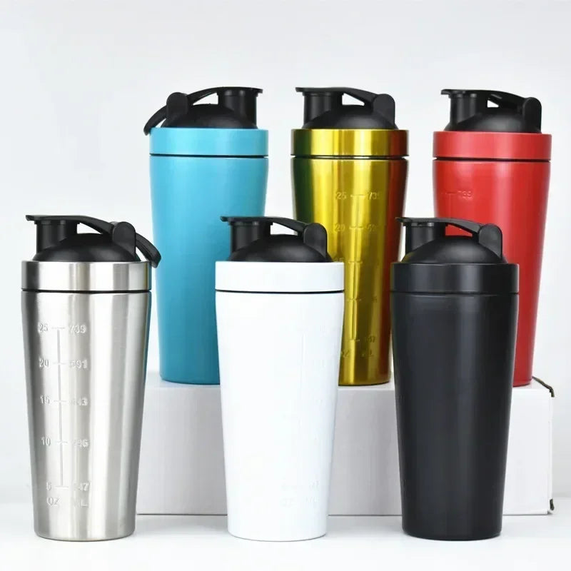 Edelstahl Fitness Shaker Tasse – Tragbarer Sport- und Nährstoff-Shaker für Proteinmischungen, Auslaufsichere Wasserflasche für das Fitnessstudio und unterwegs