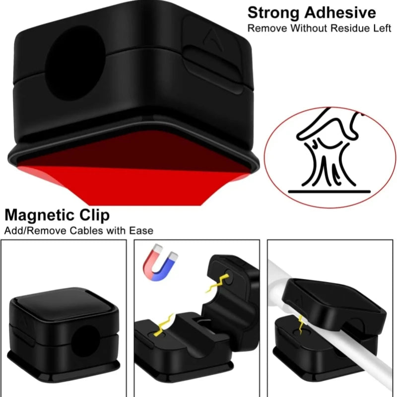 1/24er Pack Magnetische Kabelclips – Flexible Kabelhalter für geordnete Kabelverwaltung, ideal für Untertisch- und Schreibtischbereich