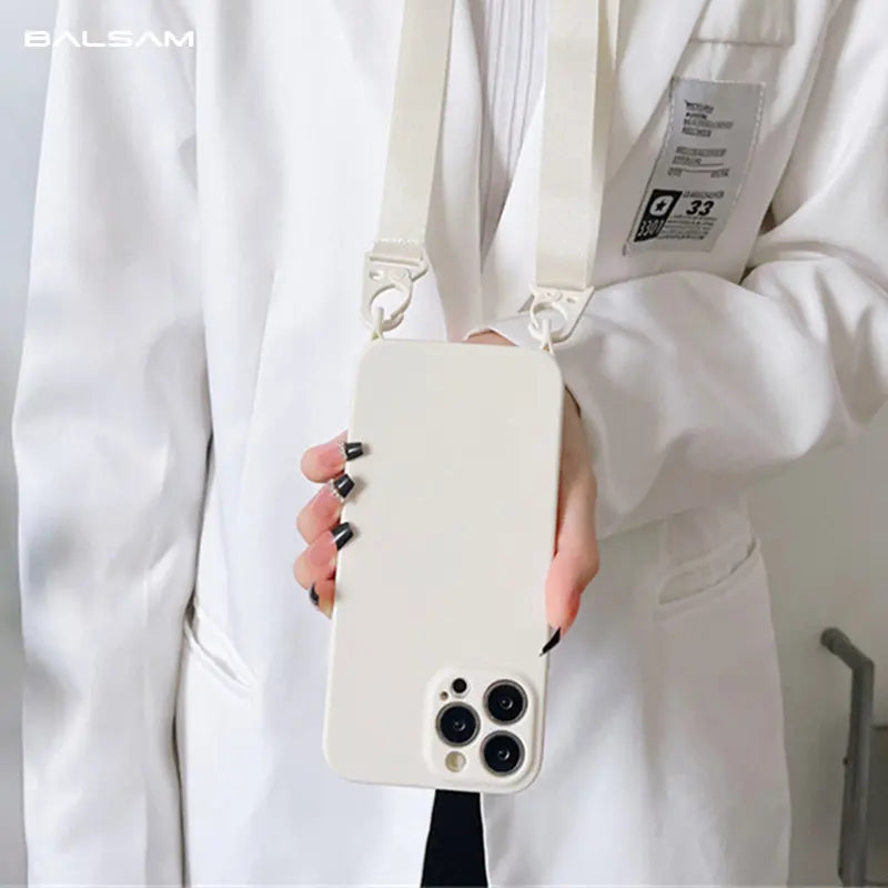 Stylischer Crossbody-Halsriemen aus Silikon für iPhone 15, 14 Pro Max, 13, 12, 11, X, XR, XS Max, 7, 8 Plus - Lanyard-Hülle für bequemes Tragen und optimalen Schutz