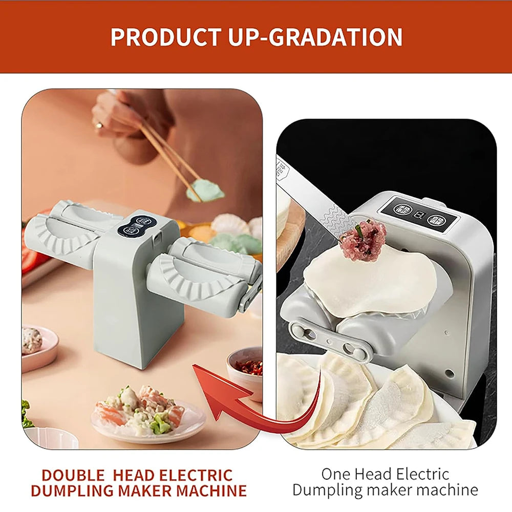 Elektrische Dumpling Maker Maschine mit Doppelkopf: Automatische Dumpling-Formungsanlage mit Pressform für Dumpling-Haut und manuellem Zubehör