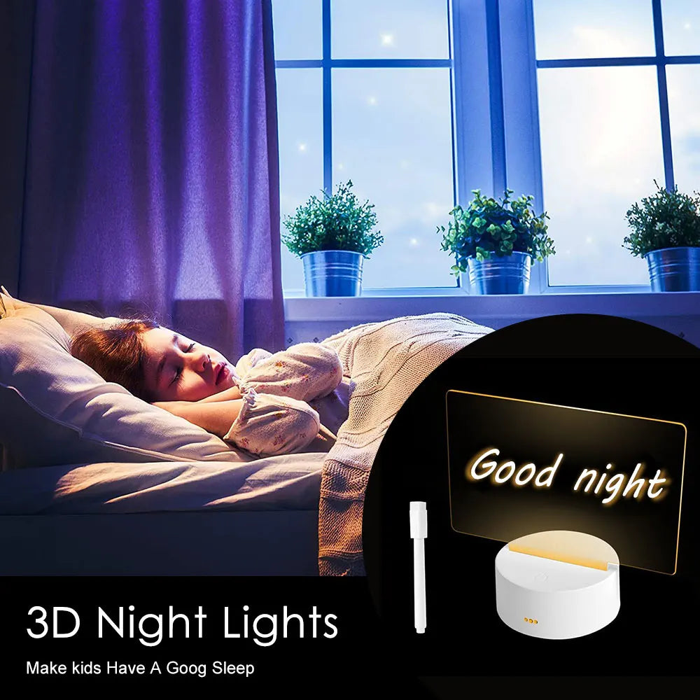 Notizbrett Nachtlicht mit LED - USB-/Batteriebetrieben, Inklusive Stift, Ideal für Schlafzimmerdekor und Geschenke, LED-Brett zum Schreiben