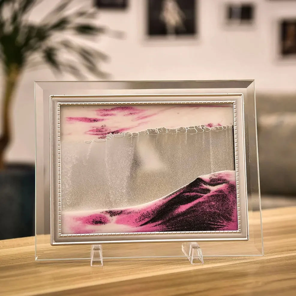 Bewegliches 7-Zoll Sandbild - Runde Glas Tiefsee-Sandlandschaft, Treibsand-Sanduhr, Fließende Kunst