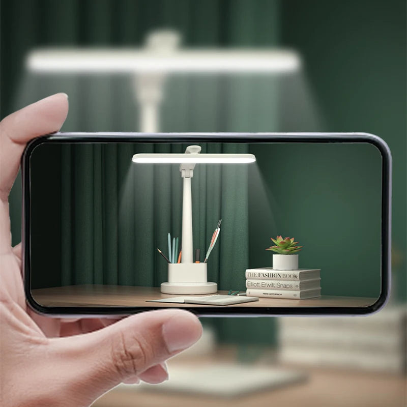Faltbare LED Tischlampe - Wiederaufladbare Schreibtischlampe mit Augenschutz, USB-Anschluss und Akku, Perfekt für Studenten, Multifunktionale Tischlampe