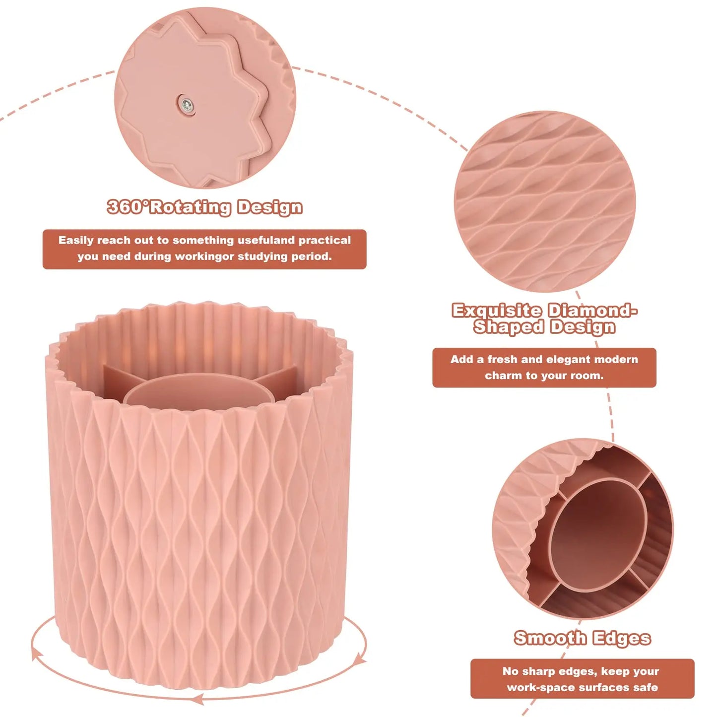 Multifunktionaler Make-up Organizer mit Rotationsfunktion - Großzügiger Platz für Pinsel, Augenbrauenstifte und Kosmetik auf dem Schreibtisch