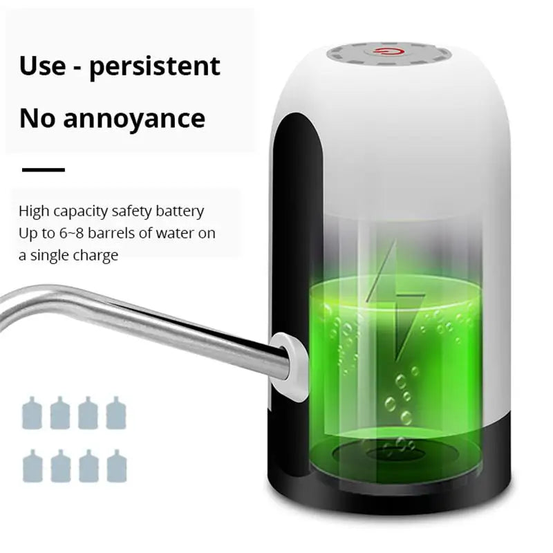 Schwarz/Weiß USB-Wasserflaschenpumpe – Automatischer Ein-Knopf-Schalter, Wiederaufladbare Pumpe für Wasserspender, Praktisch für Haushalt und Outdoor