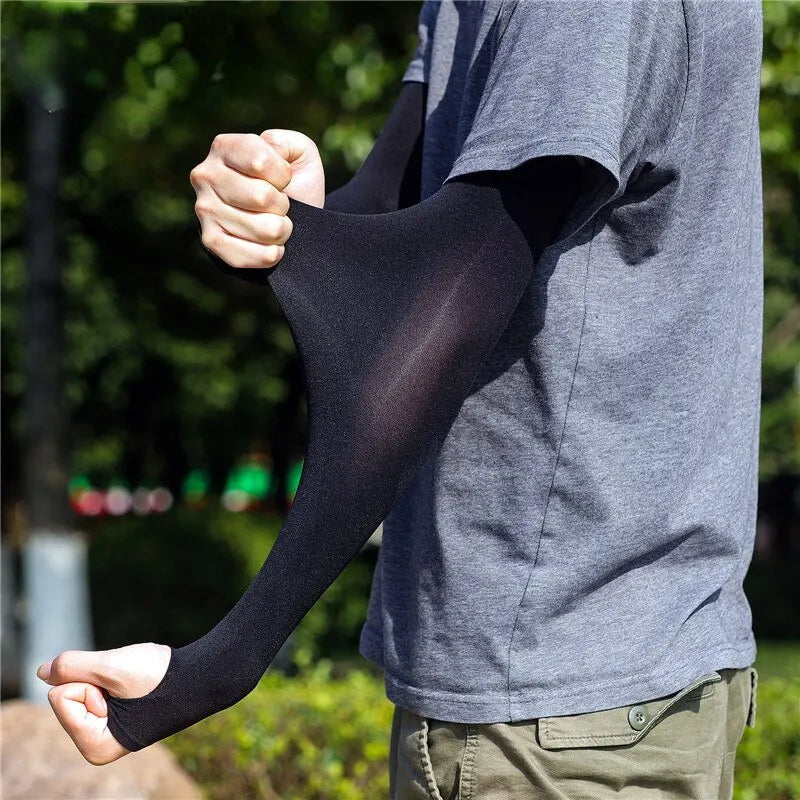 1 Paar Fingerlose Kühlende Armschoner – Hoch elastische, atmungsaktive Ice-Silk-Ärmel für Outdoor-Aktivitäten, Angeln und Radfahren