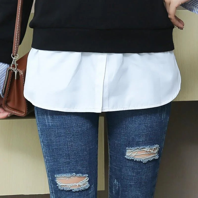 Blusen-Verlängerer für Frauen und Mädchen – Verstellbarer Layering-Einsatz im Faux-Top-Stil mit niedrigem Saum und Mini-Rock-Design, ideal für einen modischen Look
