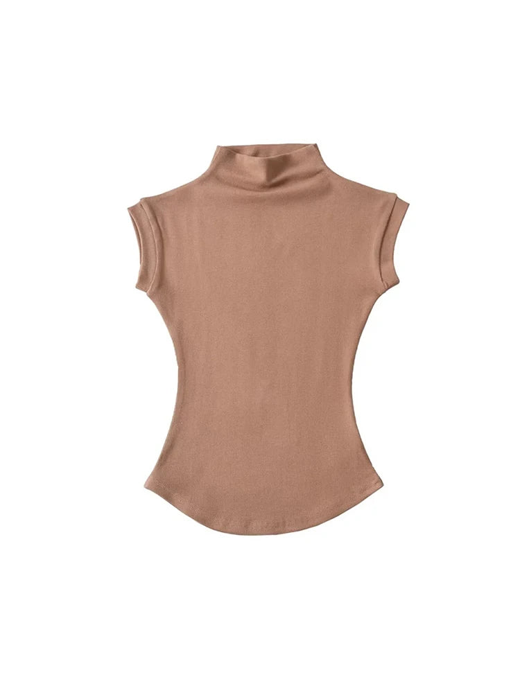 Stylische Sommer-Turtleneck Tops für Frauen – Ärmeloses Slim Fit T-Shirt, vielseitige Basic Tees für Casual Outfits und Streetwear