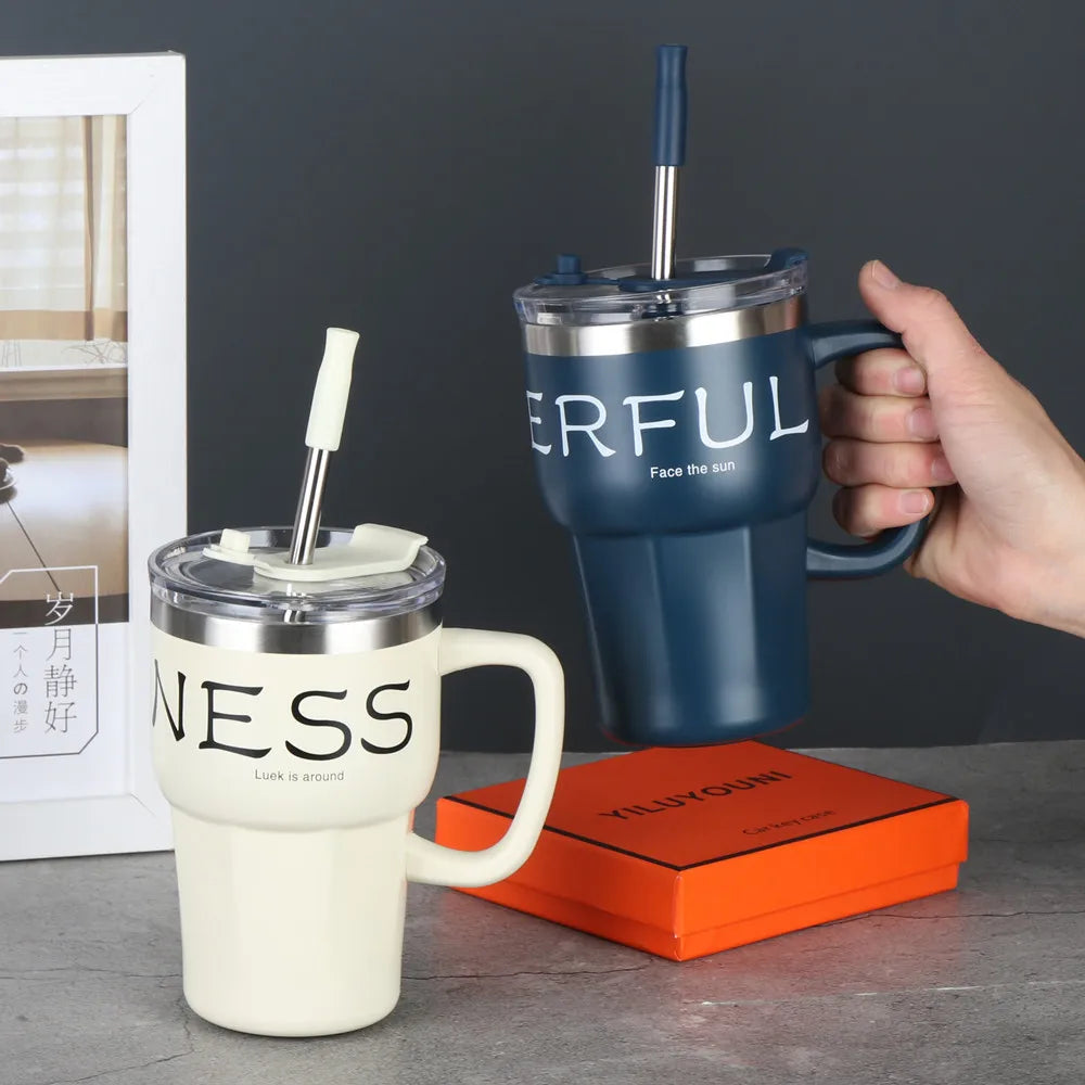 Thermos-Tasse aus Edelstahl: 600ml Thermobecher, auslaufsicher, Vakuumflasche, isolierte Tasse, Kaffeebehälter