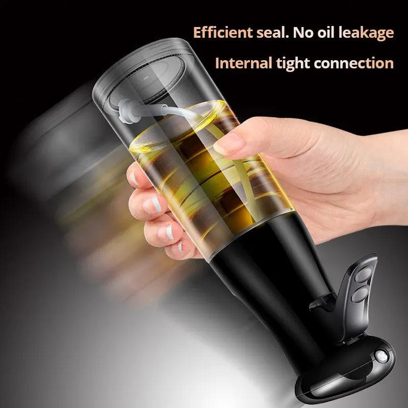Premium Schwarze Transparente Küchenölflasche - 1 Stück, Sprühflasche für Olivenöl und Kochöl, Perfekt für Fitness und Barbecue, Einfaches Sprühen von Öl