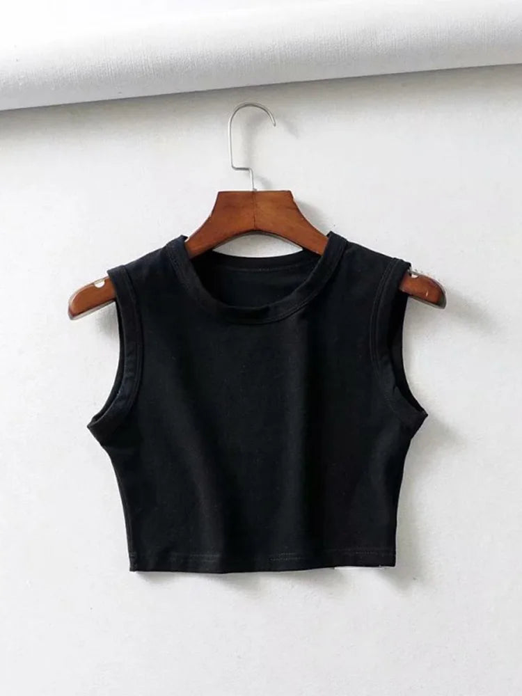 Vintage Sommer Crop Tops für Damen – Weißes Biker-Punk Tanktop, Koreanische Streetwear, Cropped Ärmelloses Top für Trendbewusste Frauen