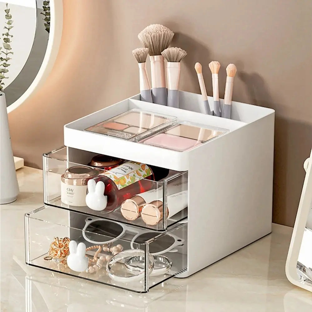 2-Schichtiger Transparenter Stifthalter – Multifunktionale Aufbewahrungsbox für Makeup, Schüler und Büros – Praktische Schreibtisch-Organizer für das Schlafzimmer