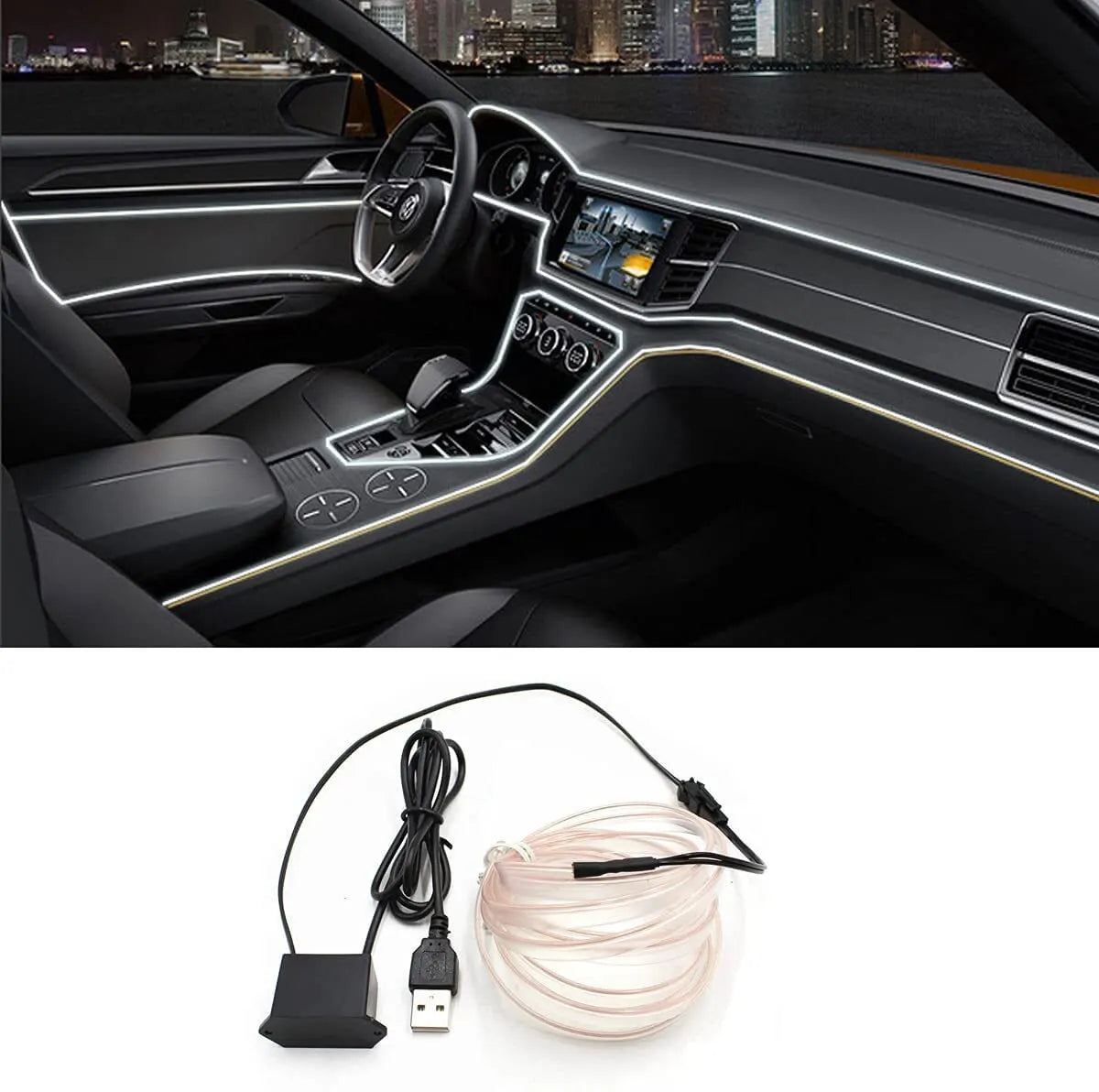 Auto-Neon-Leuchtstreifen LED – 2M/3M/5M flexibles EL-Kabel für kreative Innenraumgestaltung, USB-betrieben für einfache und vielseitige Verwendung