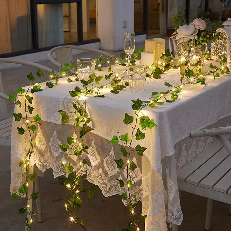 LED Efeu-Girlande – Künstliche Blätter aus Seide, Für Zuhause, Hochzeit, Schlafzimmer & festliche Anlässe